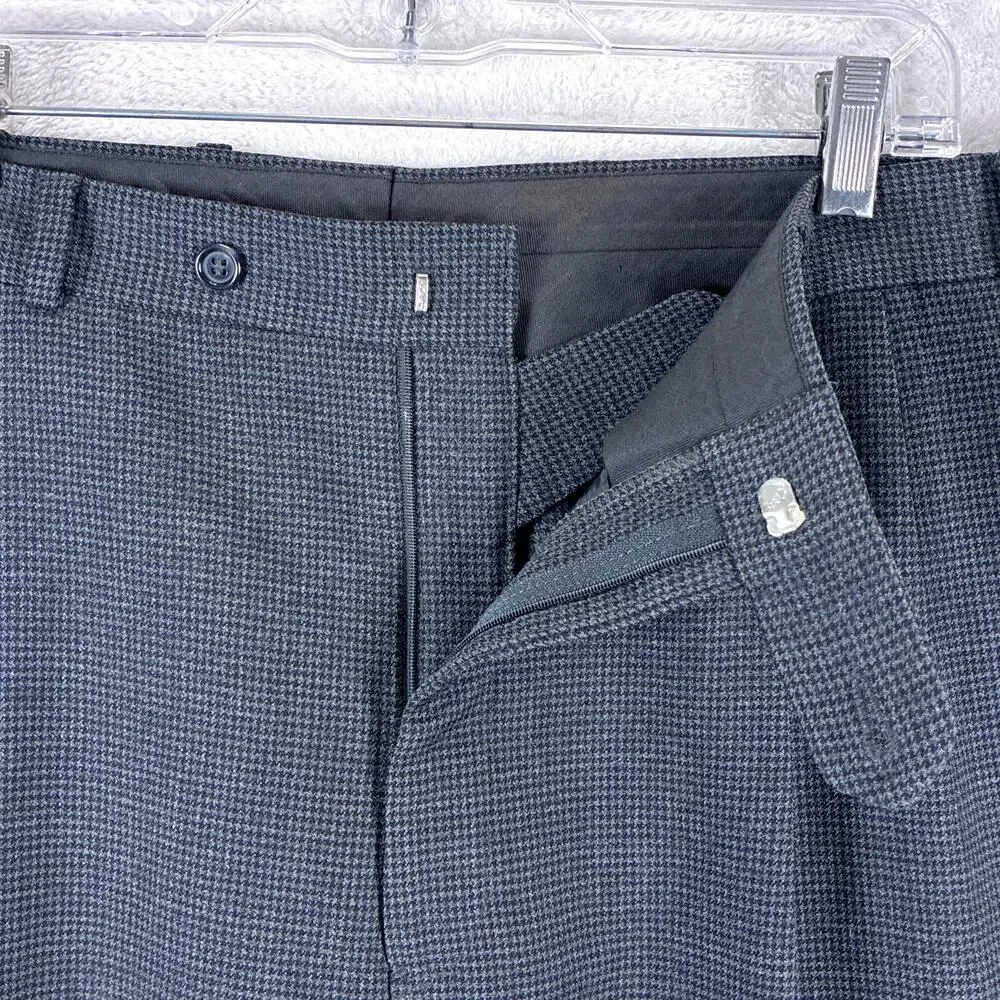 Brooks Brothers Pants Mens 36x32 Gray Houndstooth Wool Pleated Preppy Luxury